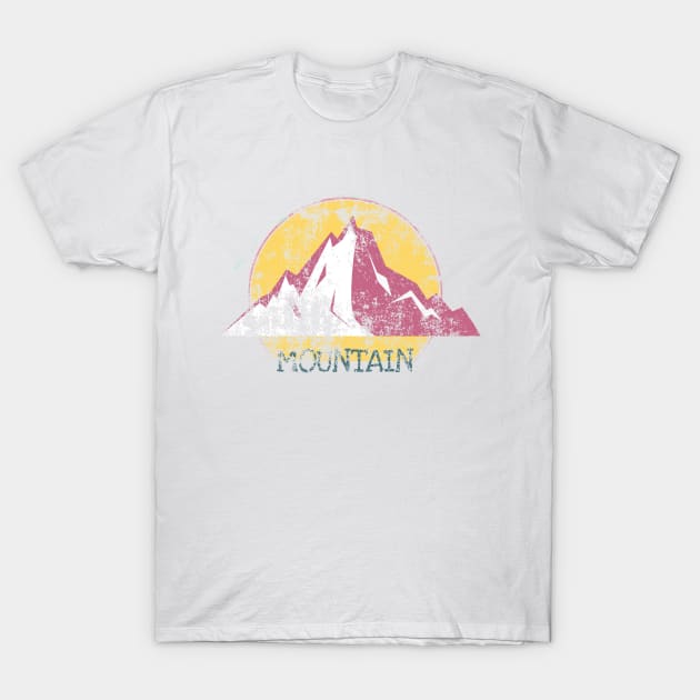 Pink Mountain And Yellow Sun T-Shirt by NAKLANT